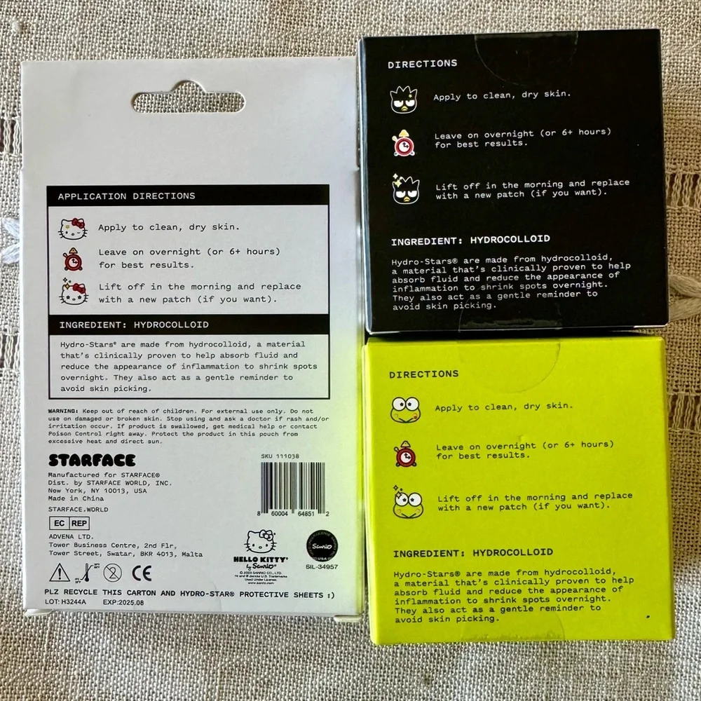 🦄LTD Ed⭐️StarfacexHELLO KITTY/BADTZ-MARU KEROPPI~2 Pimple Patch Compacts+refill
